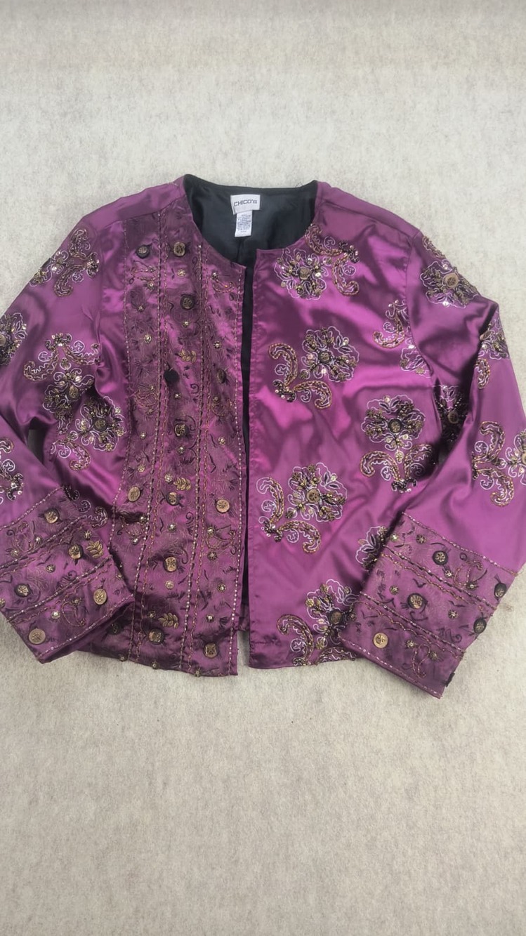 Vintage Chico's Royal glam Rapture jacket 90's to Y2K size 2